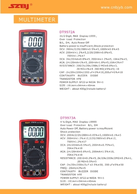 2M 2 Voltagem DT9972A Multiméter digital portátil